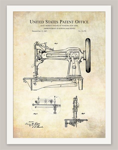 Singer Sewing Machine Patent Sewing Room Decor