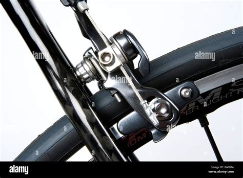 close-up of rear rim brakes on a typical road bicycle Stock Photo - Alamy