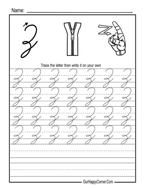 Free Cursive Alphabet Tracing Worksheets Our Happy Corner