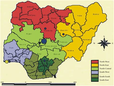 Map Of Nigeria Showing The Geopolitical Regions Of The Country