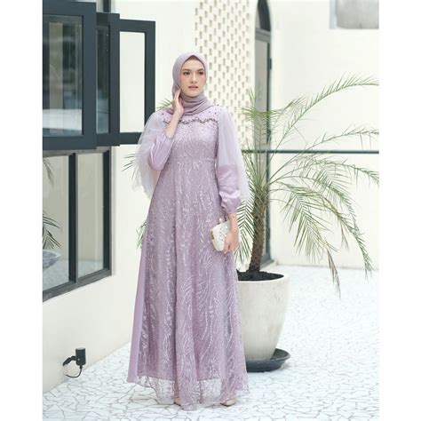 Jual Termurah Luna Dress Brokat Kombinasi Fashion Muslim Wanita