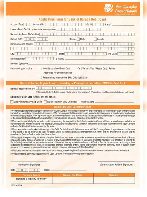Bank Of Baroda Atm Card Application Form Pdf Instapdf