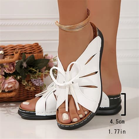 Kaufe Einfarbige Plateau Sandalen F R Damen Zum Schn Ren Trendige