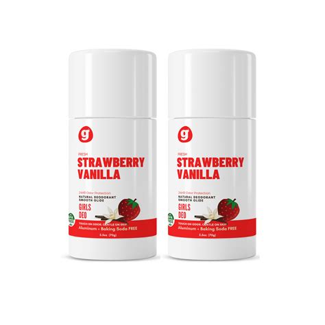 STRAWBERRY VANILLA Aluminum Free Girls Deodorant Set Of 2 24hr