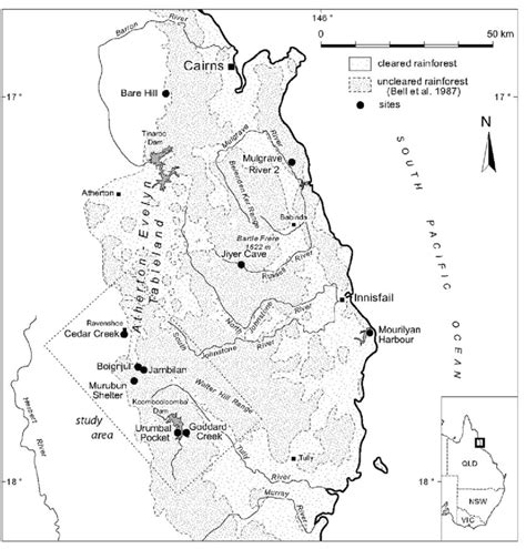 1 Map Showing The Location Of The Atherton Evelyn Tablelands In The