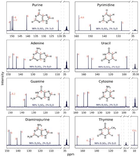 C Nmr Spectra For Eight Nucleic Acid Bases Purine Adenine