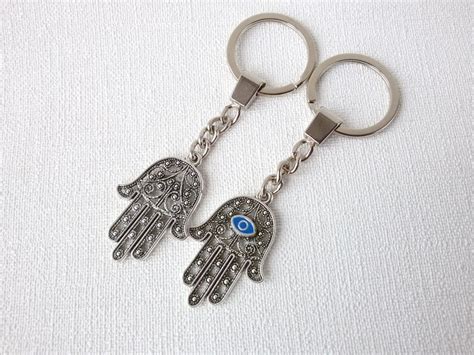 Evil Eye Hamsa Hand Keychain Jewish Protectivon Amulet Hamsa Etsy