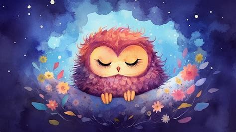 Premium AI Image Cute Watercolor Good Night Illustration AI