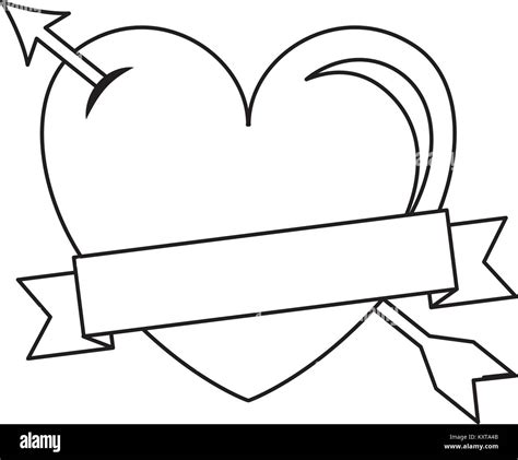 Heart Love With Arrow And Ribbon Stock Vector Image Art Alamy