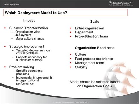 Lean Deployment Models Perspect Management Consulting Ppt