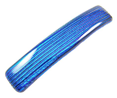 Dichroic Glass Barrette Mm Blue Sapphire Cobalt Striped