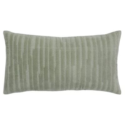 14 X26 Oversized Striped Lumbar Throw Pillow Cover Green Rizzy Home