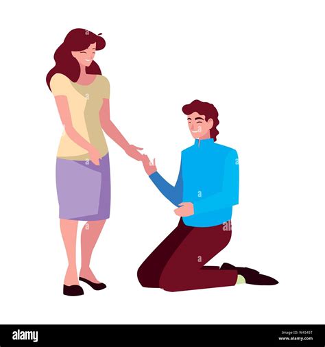 Man On His Knees Proposal Woman Vector Illustration Stock Vector Image And Art Alamy