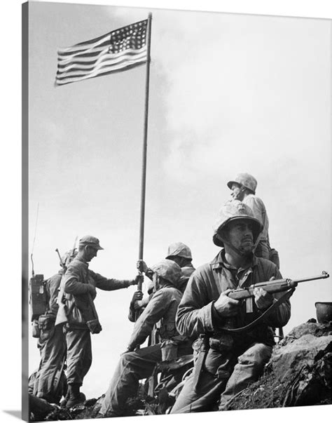 The Raising Of The First Flag On Mount Suribachi Iwo Jima 1945