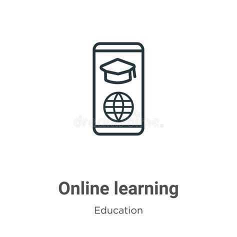 Online Learning Outline Vector Icon Thin Line Black Online Learning