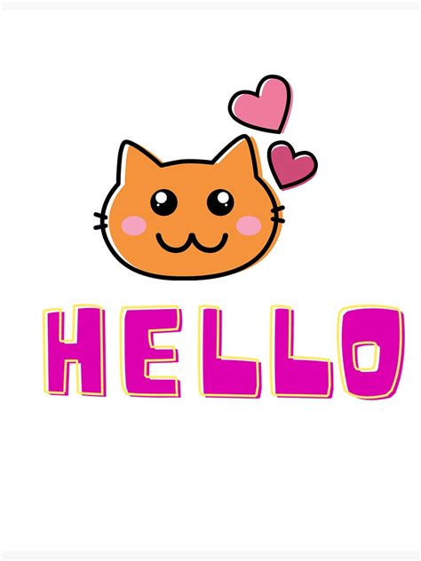Hello Cat Sticker For Sale By Showstar Redbubble