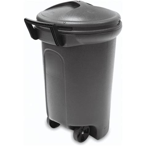 Heavy Duty Wheeled Trash Can With Lid Outdoor Waste Garbage Bin 32 Gal