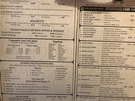 Menu at Stagecoach Pizza pub & bar, Klamath Falls, S 6th St