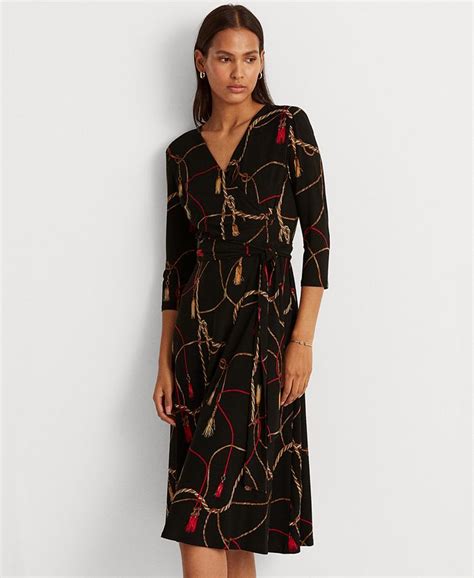 Lauren Ralph Lauren Tassel Print Surplice Jersey Dress Macys