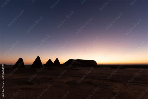 Field of Kushite royal pyramids, Mount Jebel Barkal; Karima, Northern ...