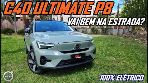 Viajando o Volvo C40 Ultimate P8 desempenho não falta mas dá para