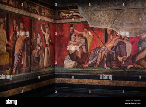 Naples Italy November 8 2023 Fresco Painting In The Villa Of The