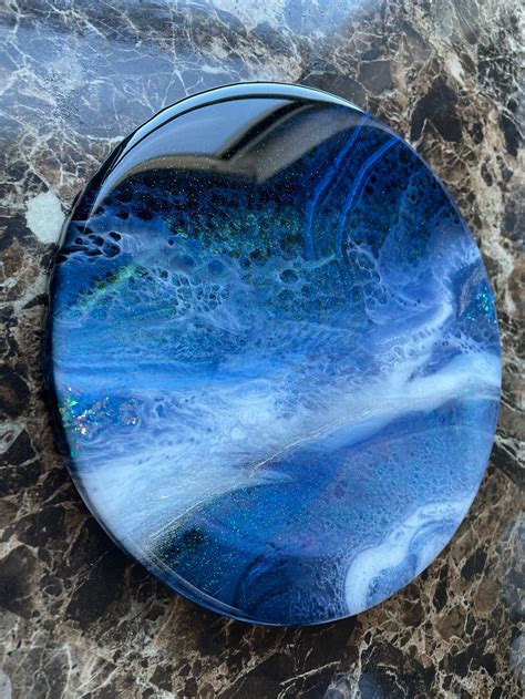 Ocean Resin Artwork Ocean Wall Decor Blue Resin Art Fluid Etsy