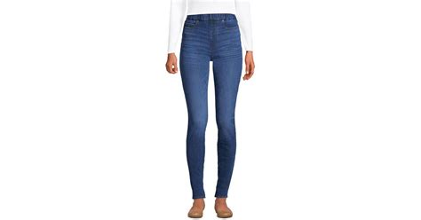 Lands End High Rise Elastic Waist Pull On Skinny Legging Jeans In Blue