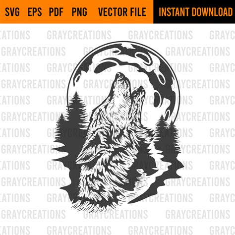 Wolf Full Moon Svg Wolf Nature Svg Howling Wolf Svg Etsy