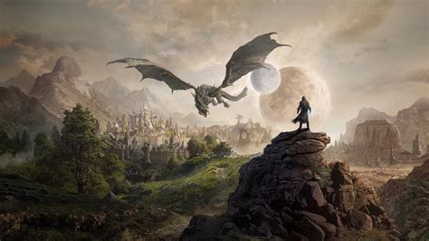 Epic Elder Scrolls Dragon Encounter 4k Ultra Hd Wallpaper