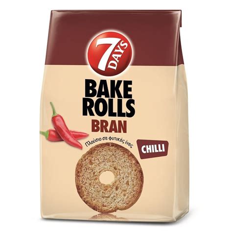 7days Bake Rolls Παξιμαδάκια Bake Rolls Bran Chilli 160g Ab