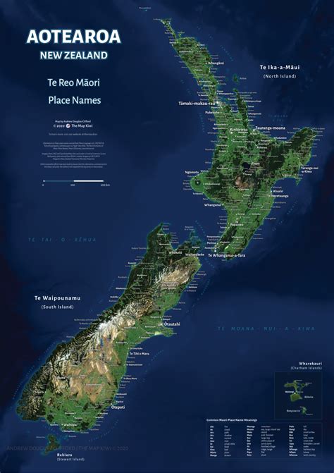 Te Reo Māori Map Of Aotearoanew Zealand Print The Map Kiwi