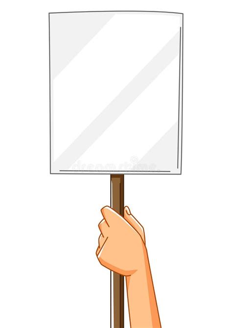 Illustration Of Hand With Banner Picket Sign Or Protest Placard With Wooden Stick On