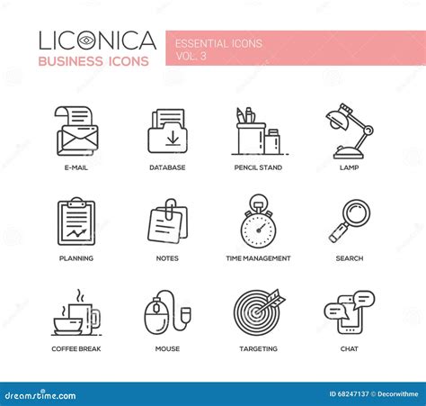 Sistema De Iconos Y De Pictogramas Planos Del Dise O De La Oficina