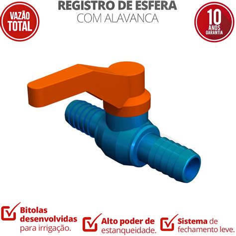 Registro De Esfera Uni O Dentada Alavanca Pvc Bitola Cor