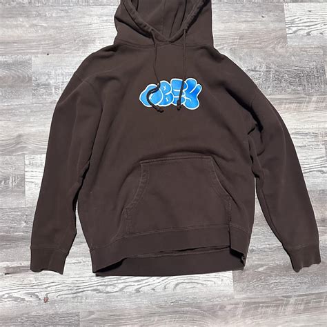 Brown Obey Hoodie Depop