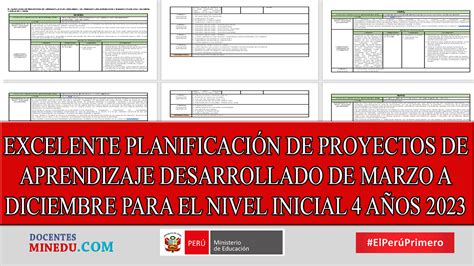 EXCELENTE PLANIFICACIÓN DE PROYECTOS DE APRENDIZAJE DESARROLLADO DE