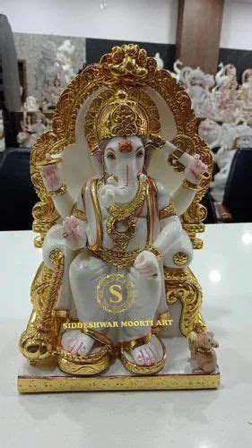 White Jaipur Marble Lal Baugcha Raja Ganesh Statue Size Inch At Rs