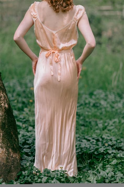 1930s Bias Cut Silk Nightgown With Lace Detailing Etsy