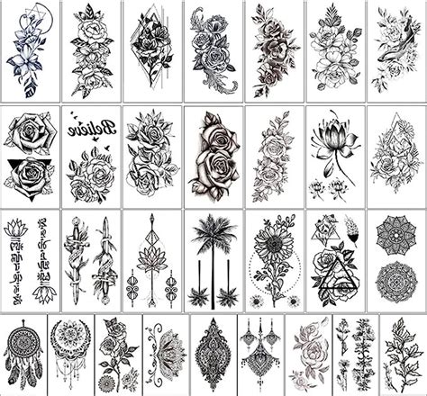 30 feuilles Tatouages temporaires imperméables Autocollants de Tatouage