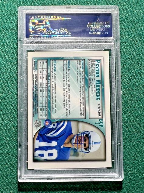 1998 Bowman Chrome Preview Peyton Manning Rookie Refractor PSA 10 Gem