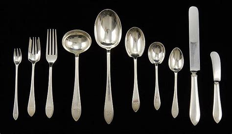 Lot Tiffany Sterling Silver Flatware Set In The Reeded Edge Pattern