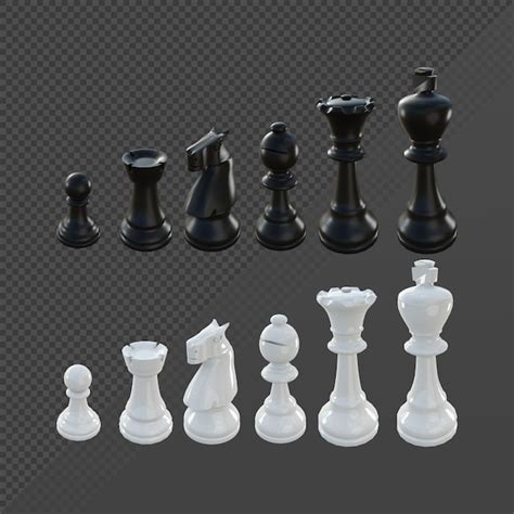 Premium Psd D Rendering Black And White Chess Pieces Pawn Rook