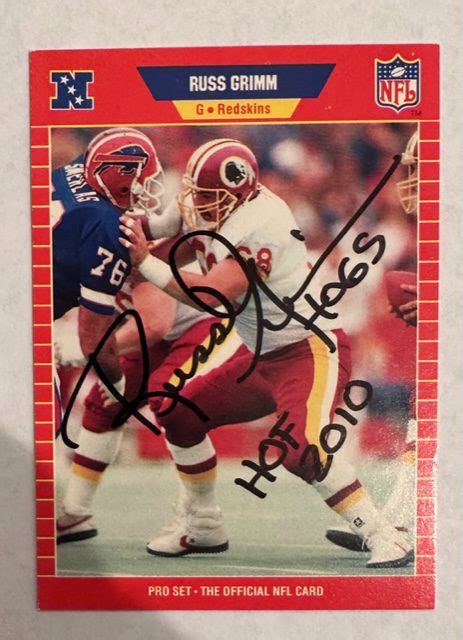 Autographed Russ Grimm Washington Redskins 1989 Pro Set Football Card ...