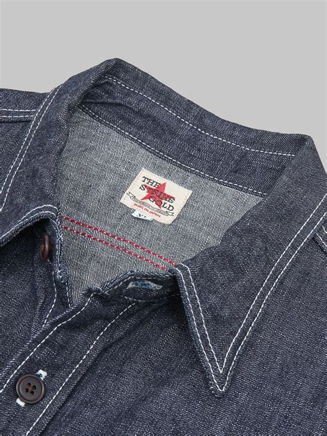 The Strike Gold 10oz Grey Slub Selvedge Denim Work Shirt