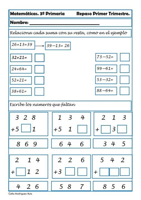 Fichas De Matem Ticas Para Tercero De Primaria