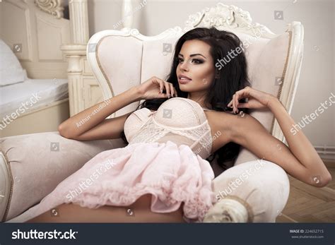 Beauty Brunette Woman Stylish Room Wearing Stock Photo 224652715 Shutterstock