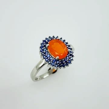 Anillo de Ópalo De Fuego y zafiro