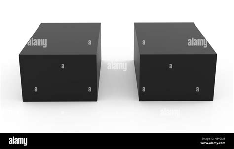 Two Blank Black Boxes Packaging Template 3d Rendering White Background