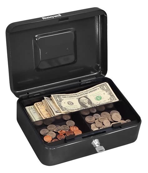 Honeywell Small Key Locking Steel Cash Box With Removable Tray Bill